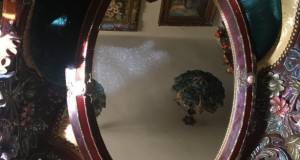 Impozante-oglinda si bancheta-medalioane portelan,Franta
